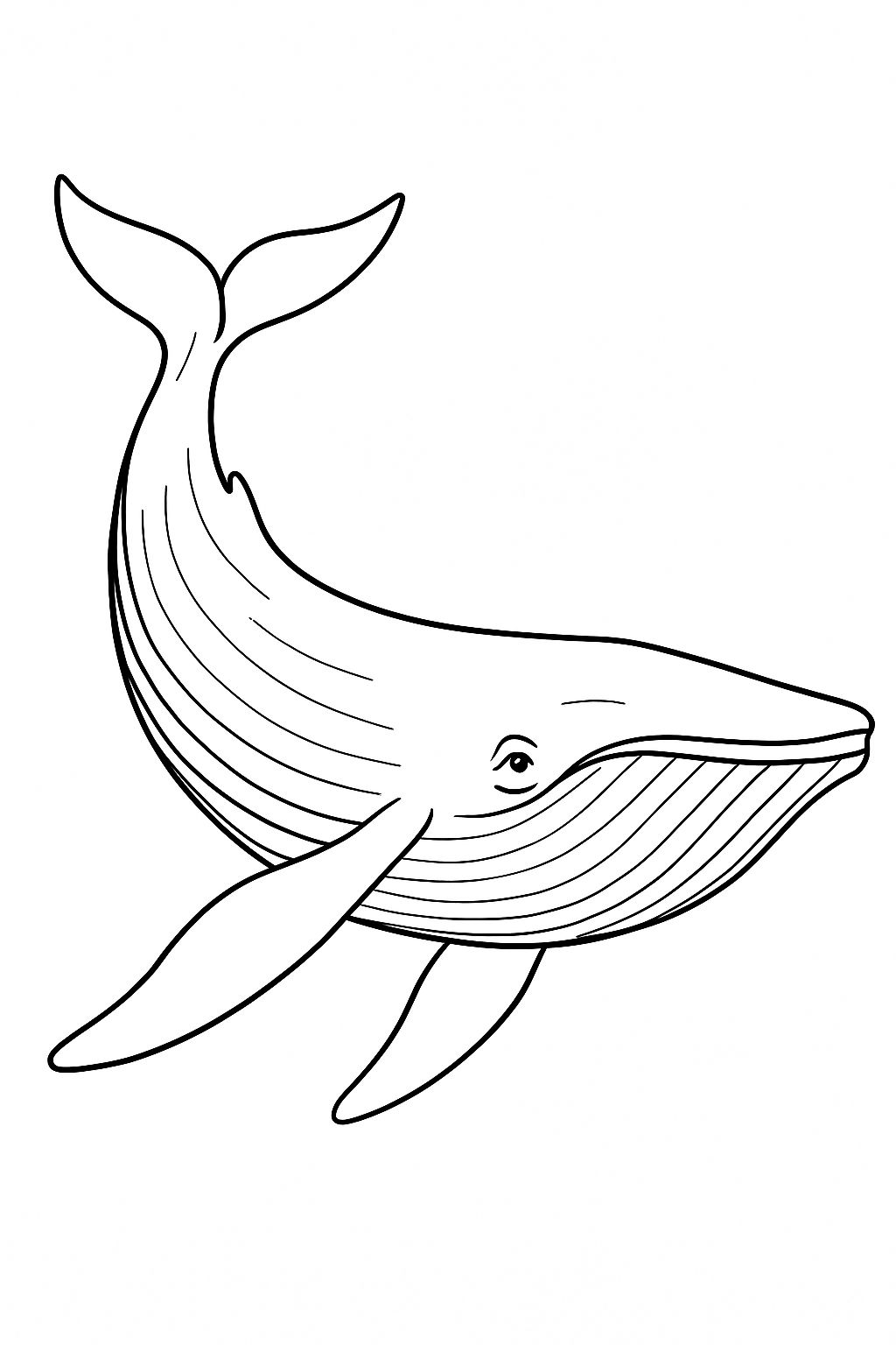 Minimalistic Black and White Whale Line Drawing Coloring Page
