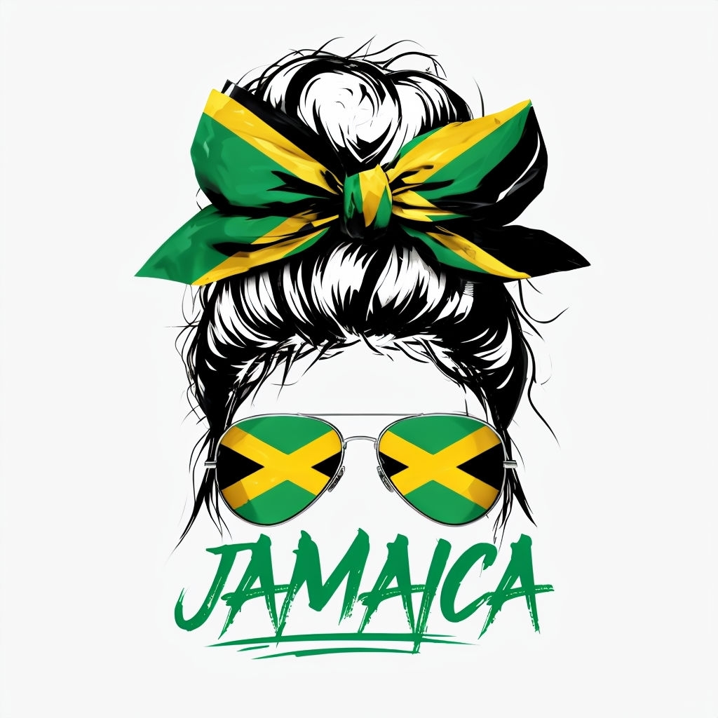 Stylized Jamaican Hair Bun with Sunglasses T-Shirt