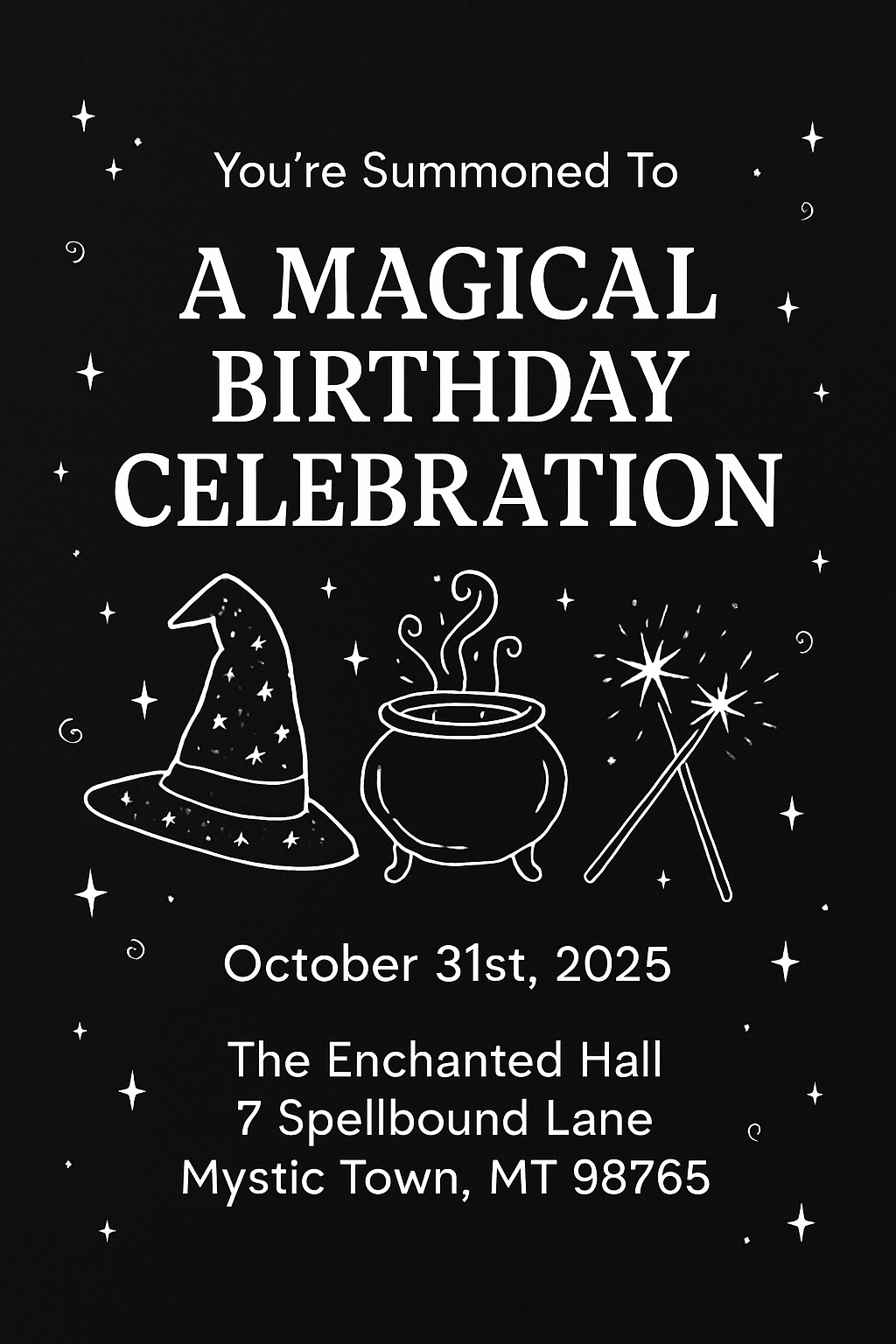 Magical Birthday Celebration Invitation with Enchanting Details Cards & Invites