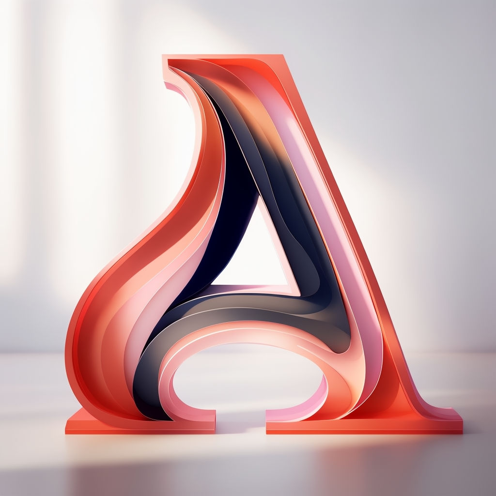 Stylized 3D Letter A Monogram Design with Colorful Segments Art