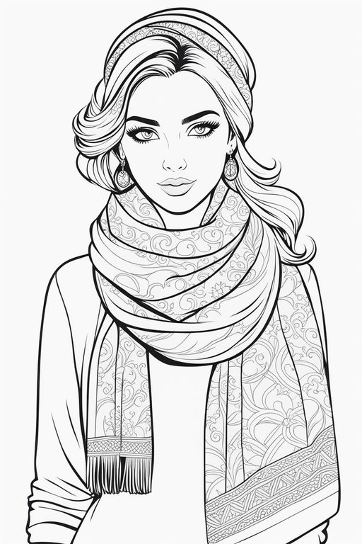 Cartoon flat style simple outline art of Fashion girl with a... by ...