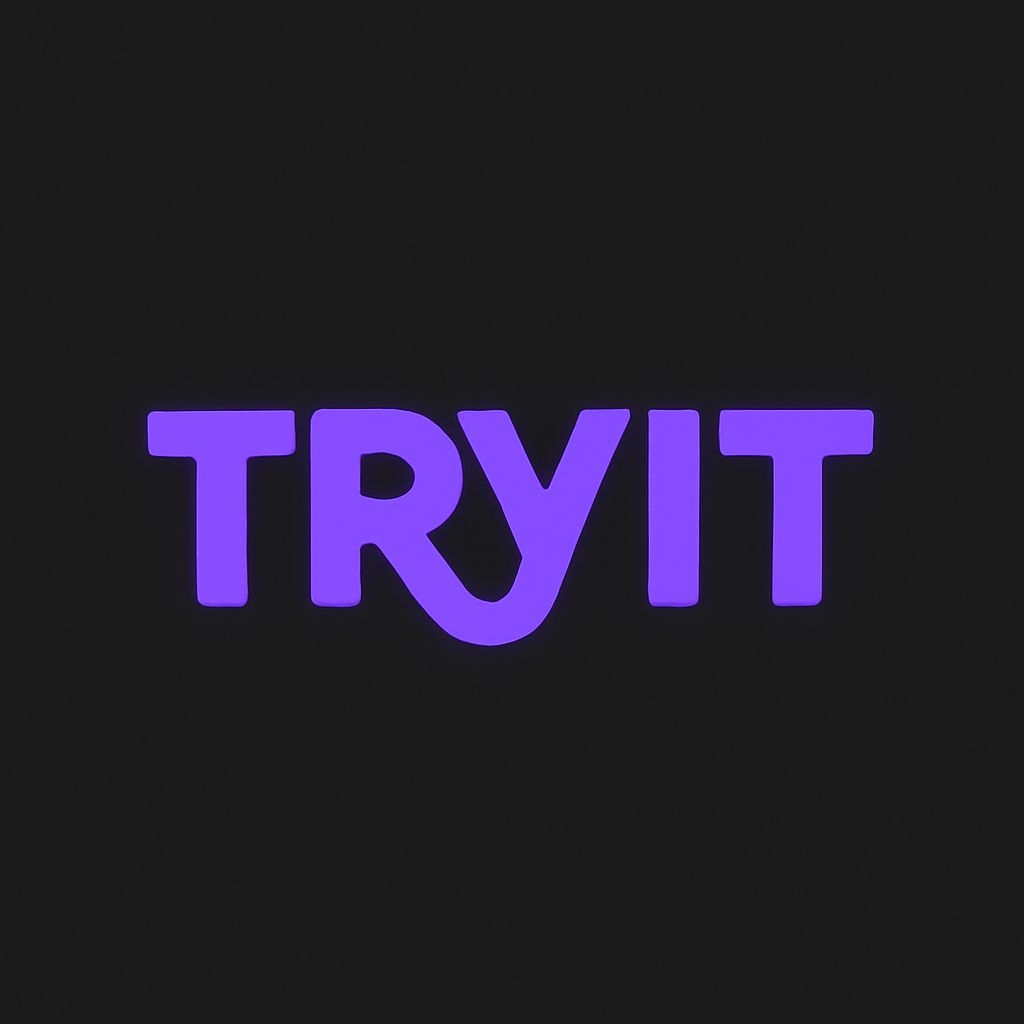 Modern Minimalist TRYIT Logo Design on Dark Background