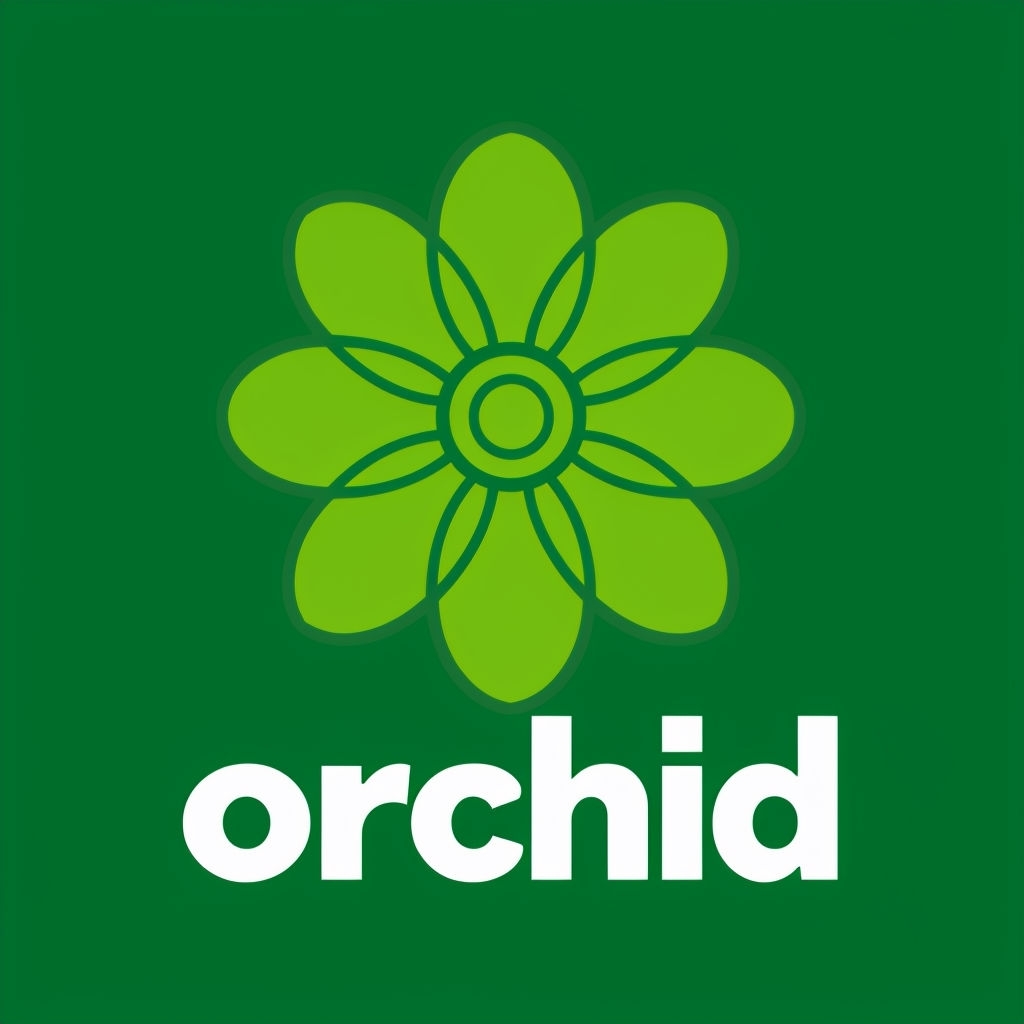 Minimalist Eight-Petaled Flower Orchid Logo Design