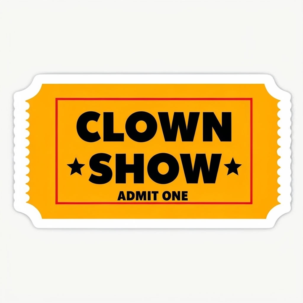 Stylized Clown Show Ticket Stub Illustration Sticker