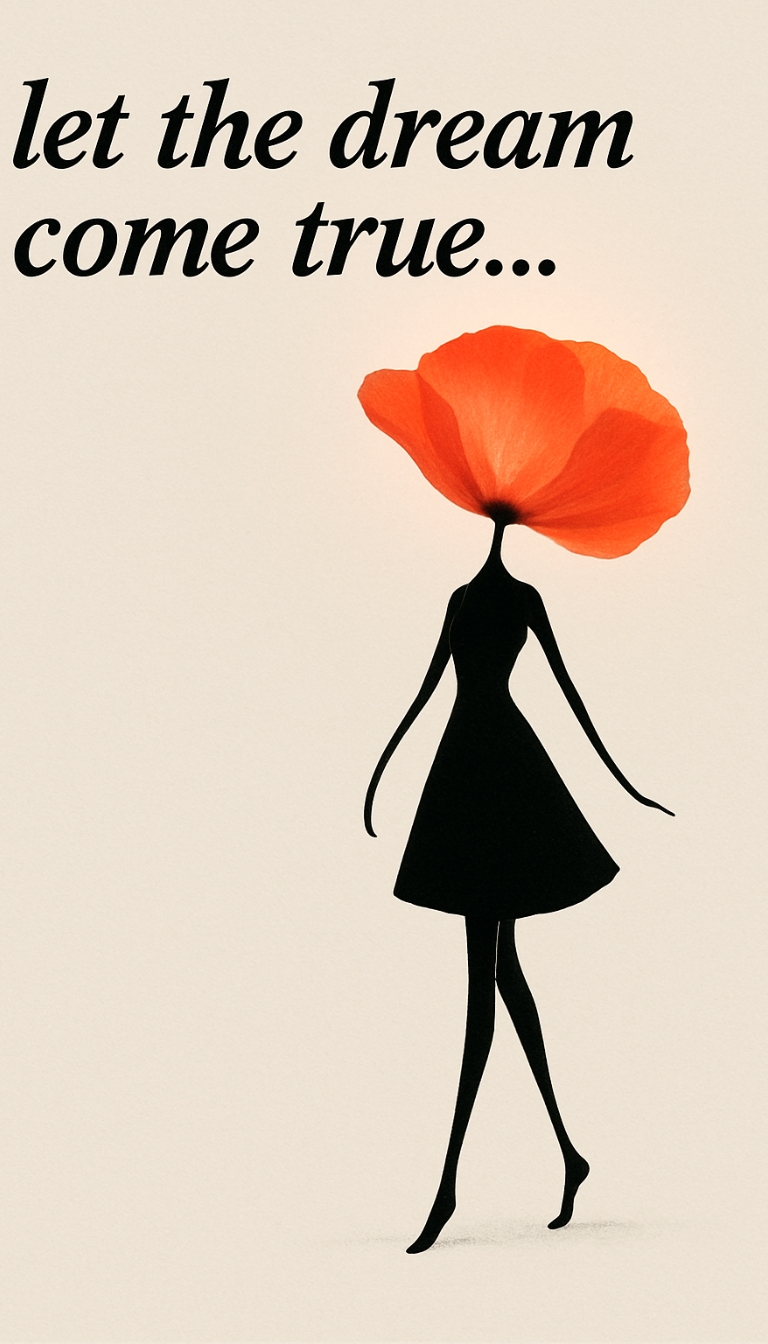Elegant Silhouette with Flower Petal Design and Inspirational Quote Poster