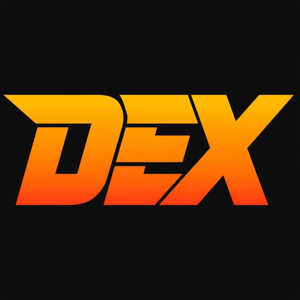 Vibrant Gradient DEX Logo Design on Solid Black Background Logo