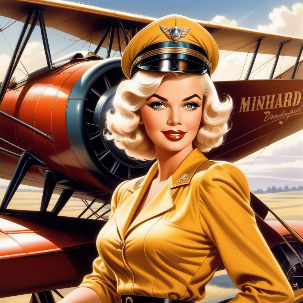 A beautiful smiling Jayne Mansfield 1920s pin up pilot in fr... by ...