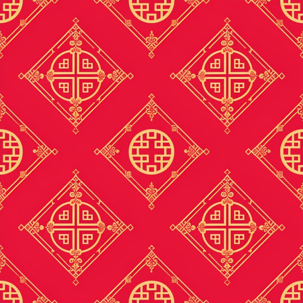 Elegant Gold Motifs on Scarlet Red Seamless Pattern - Playground