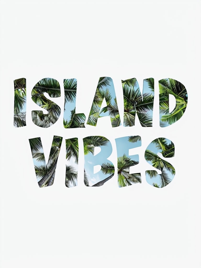 Tropical 'Island Vibes' Hand-Drawn Typography Design Poster