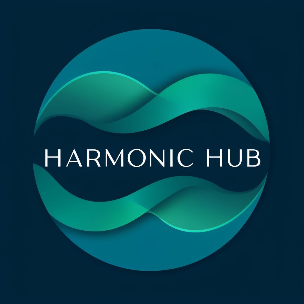 Modern Sleek Harmonic Hub Logo with Overlapping Sound Waves