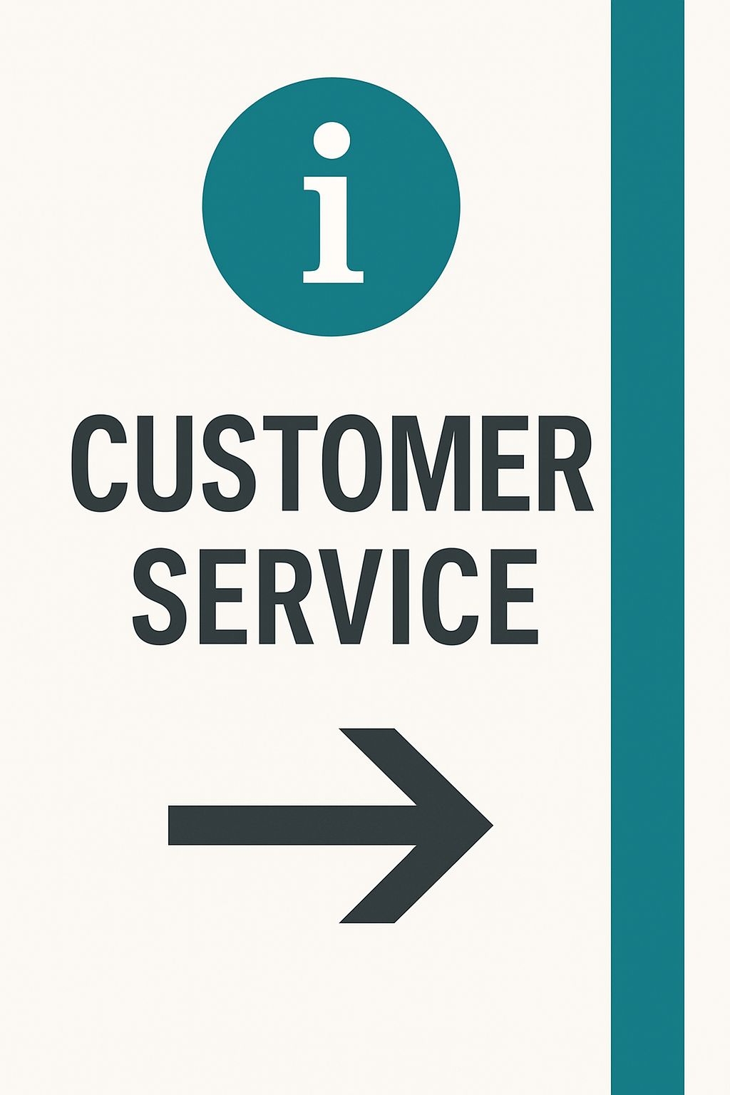 Minimalist Customer Service Directional Sign Design in Teal // Event Sign