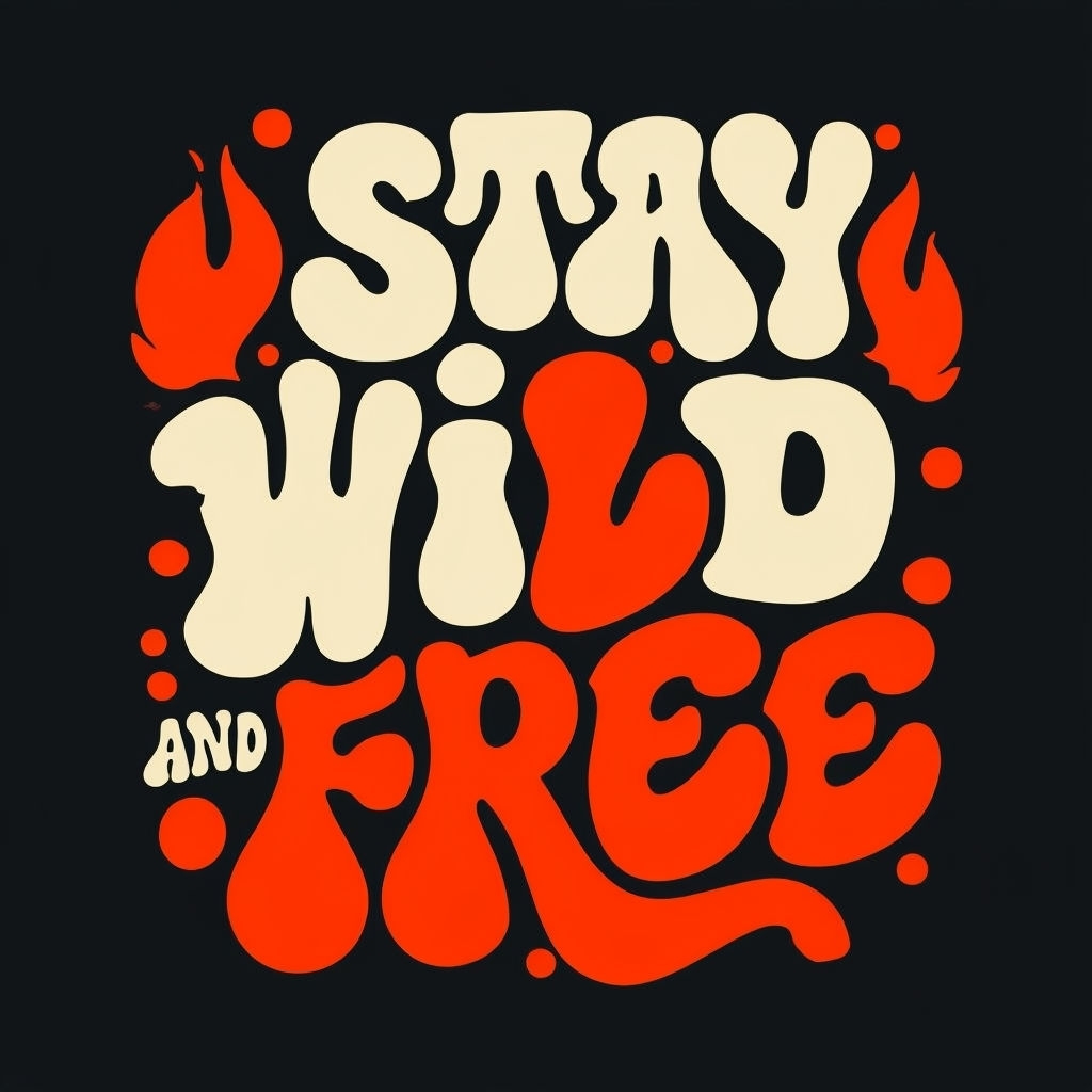 Stay Wild and Free Colorful Typography T-Shirt