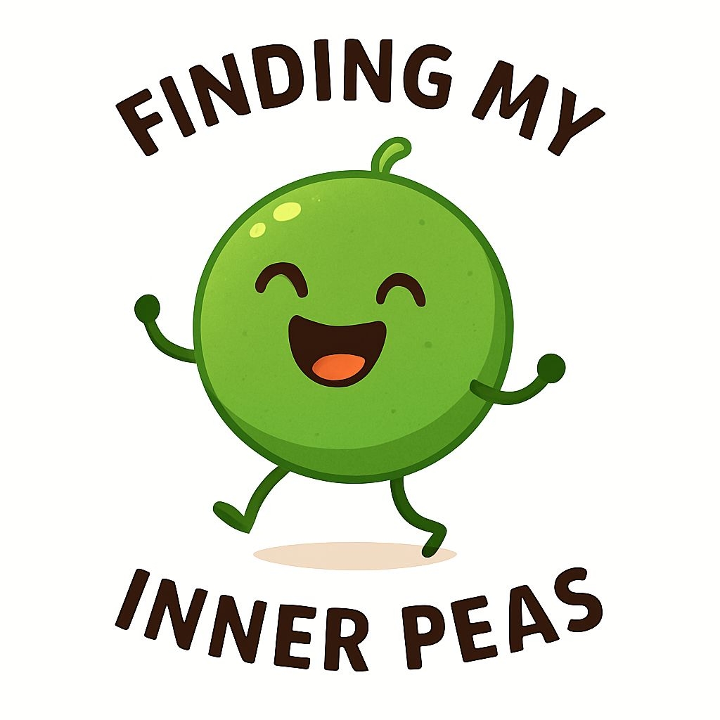 Cheerful Green Pea Character with Finding My Inner Peas Sticker