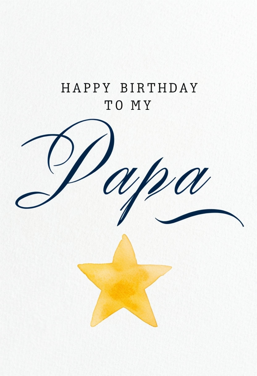 Minimalist Happy Birthday Card Design for Papa with Star Sticker