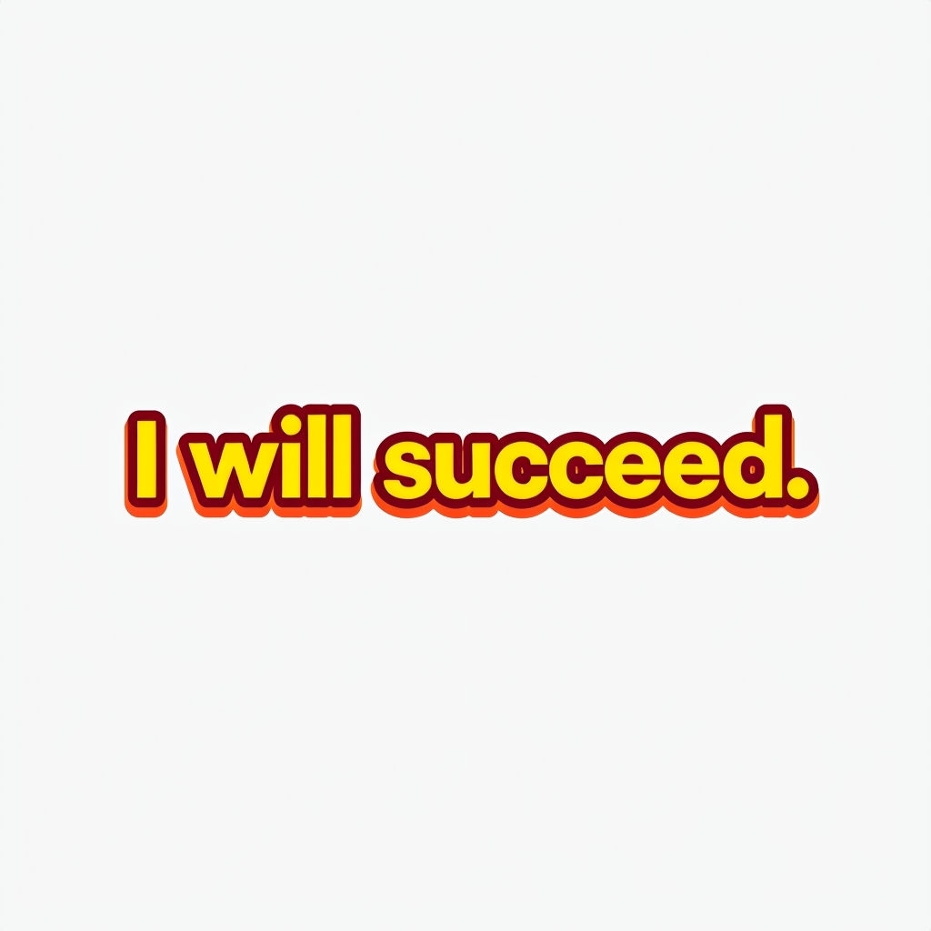 Bold Yellow 'I Will Succeed' Motivational Design Mug