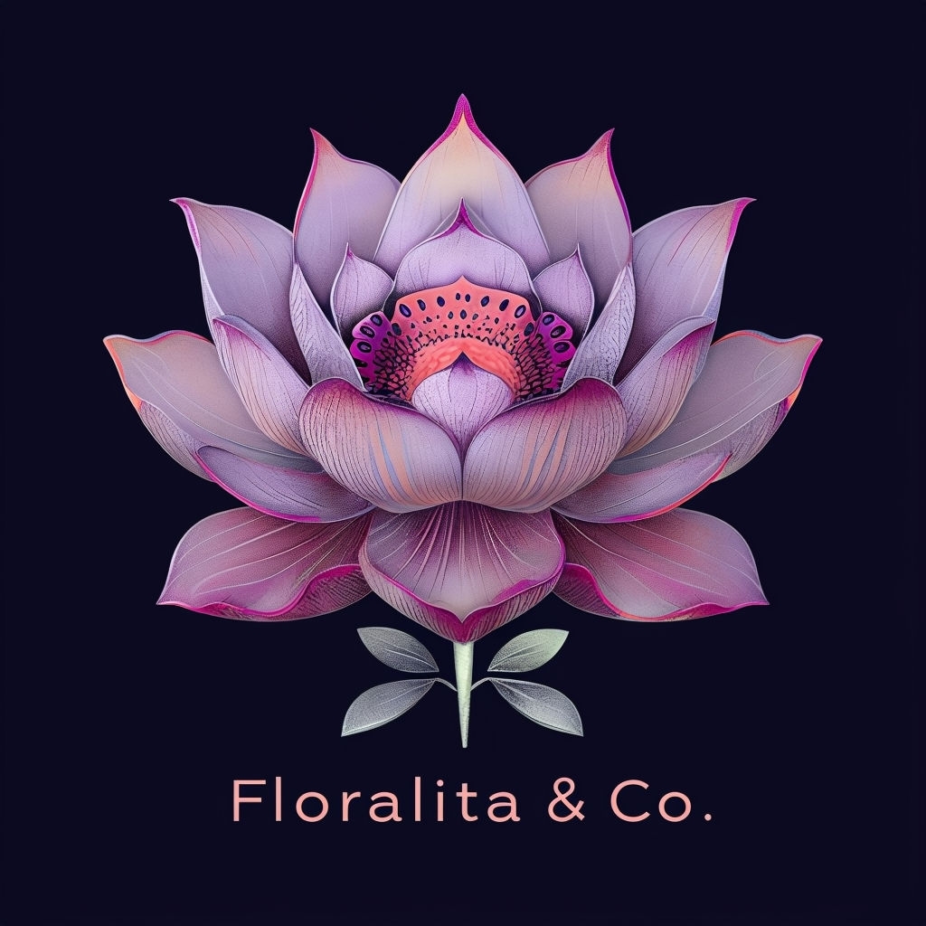 Elegant Lotus Flower Illustration with Floralita & Co. Logo