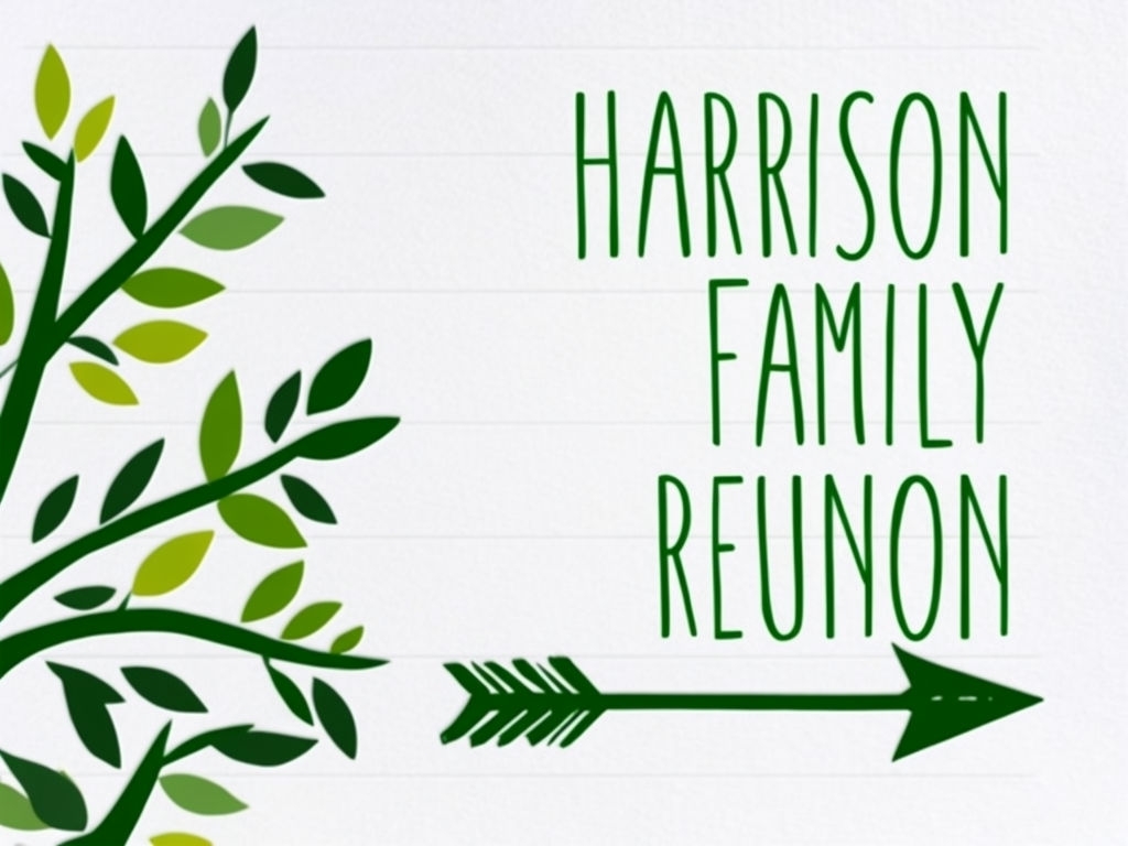 Harrison Family Reunion Green Sign with Nature Elements Event Sign