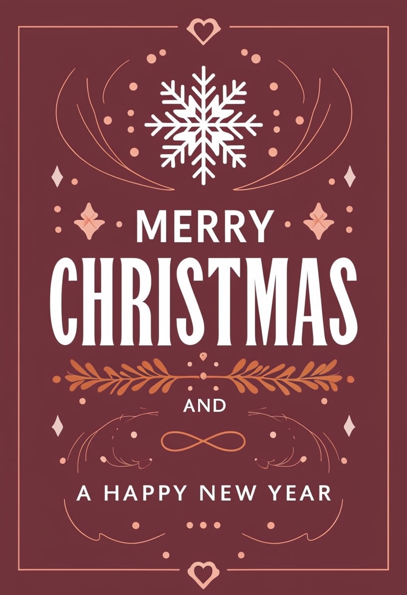 Elegant Merry Christmas Greeting Card with Snowflakes Design