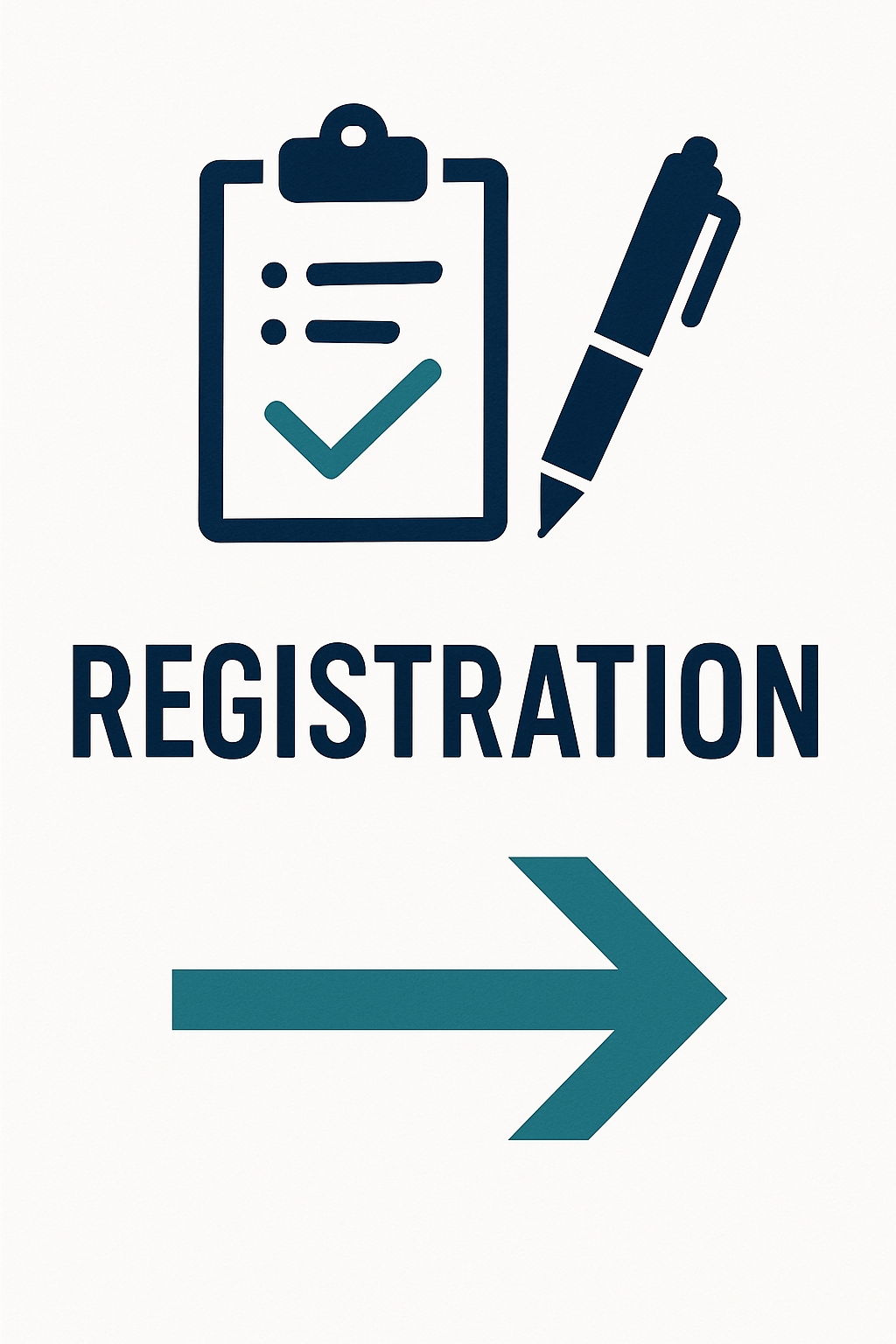 Minimalist Registration Graphic with Icons and Arrow Event Sign