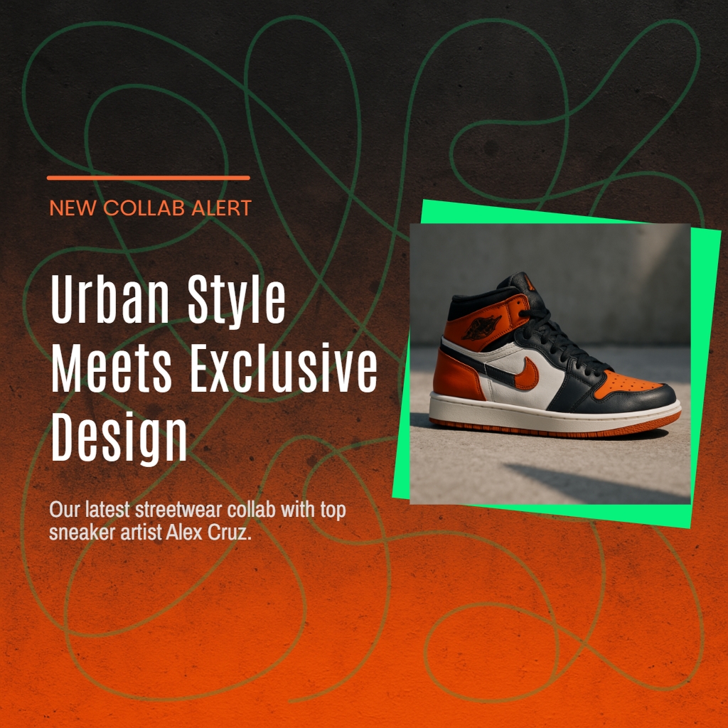 Vibrant Urban Streetwear Shoe Collaboration Graphic Design Instagram Posts