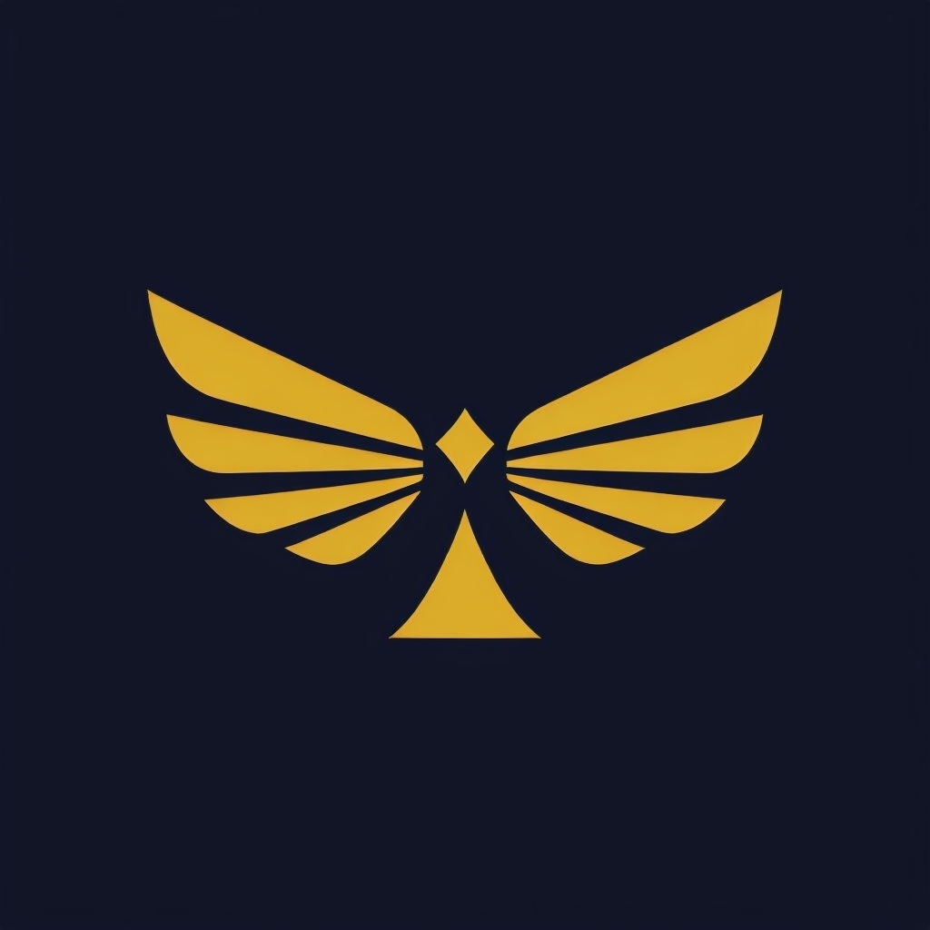 Elegant Gold Bird Logo on Dark Navy Blue Background