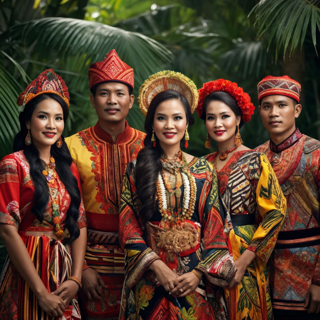 Traditional attire-clad Malaysian ethnic groups from Sabah a... by ...