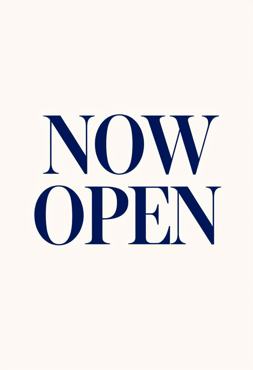 Bold 'Now Open' Typography Event Sign for Business Announcement Event Sign