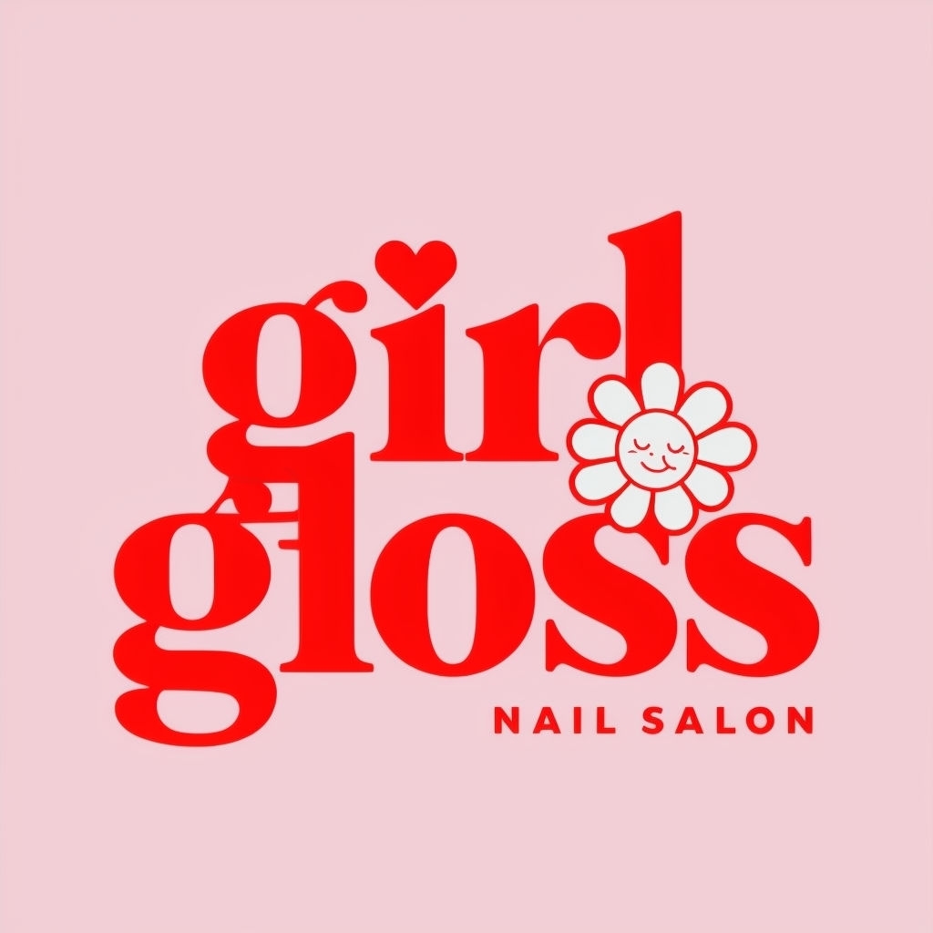 Bright Red Girl Gloss Nail Salon Logo Design