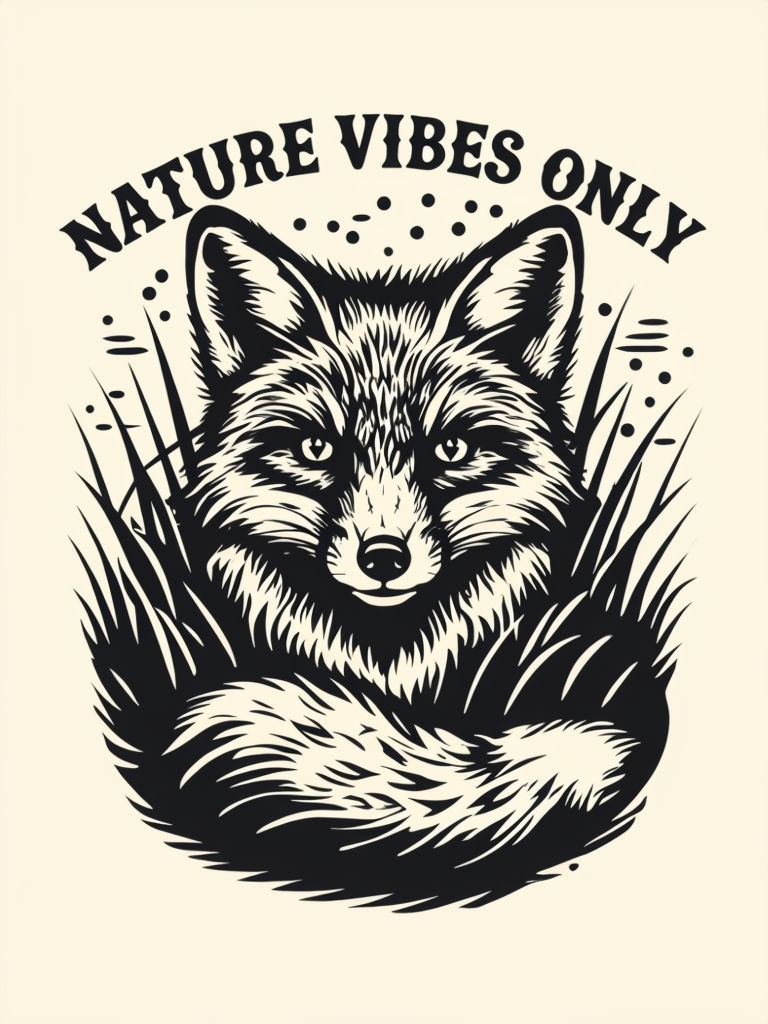 Vintage Fox Head Nature Vibes Only T-Shirt