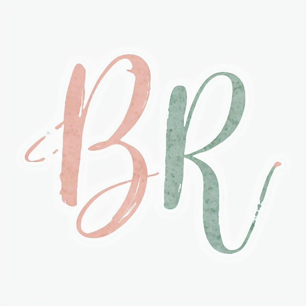 Charming Blush Pink Eucalyptus Green BR Monogram Design Monogram