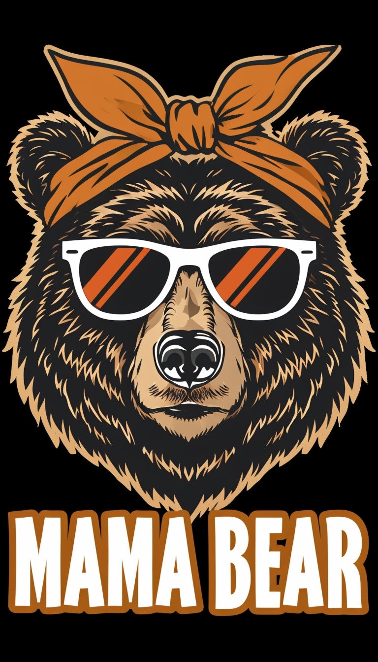 Stylish Mama Bear Illustration with Sunglasses Phone Case Cover