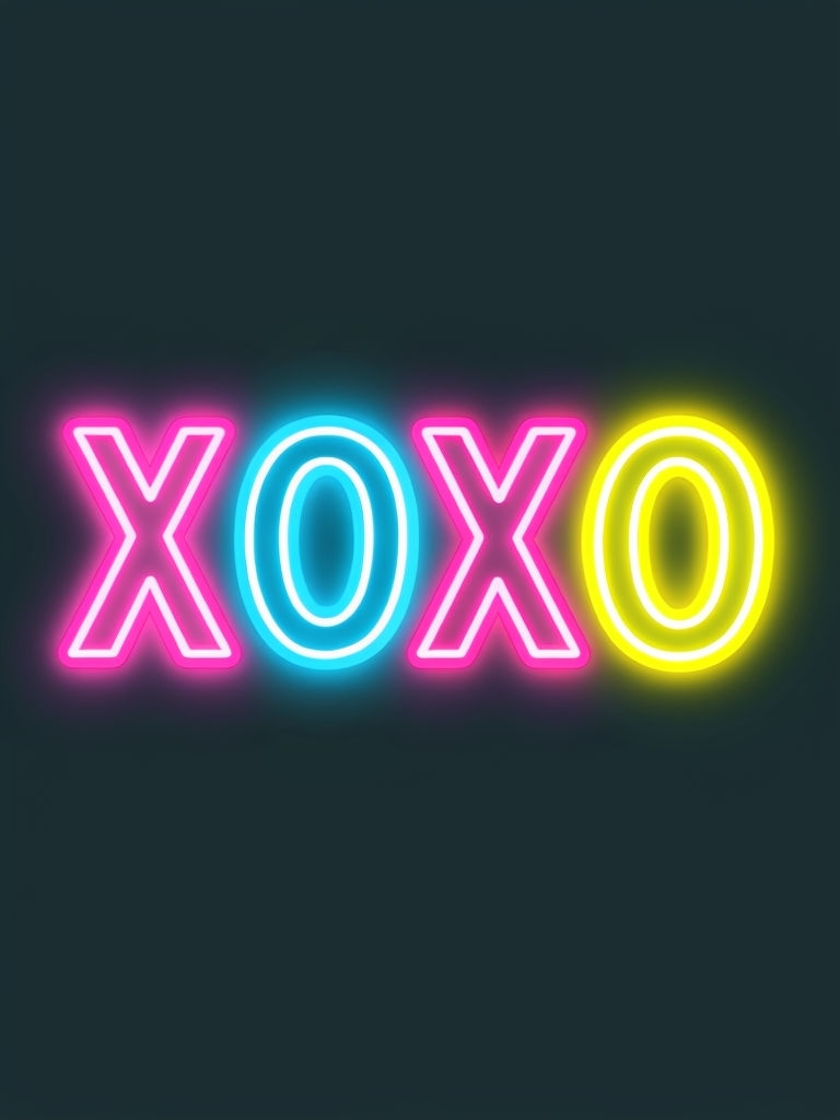 Vibrant XOXO Neon Typography on Dark Background Poster