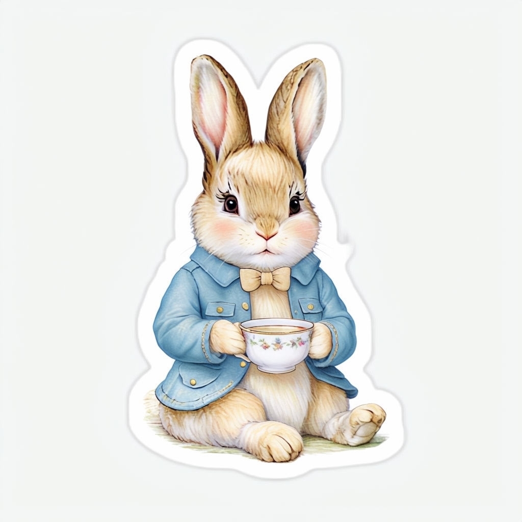 Whimsical Benjamin Bunny Character Sticker Design