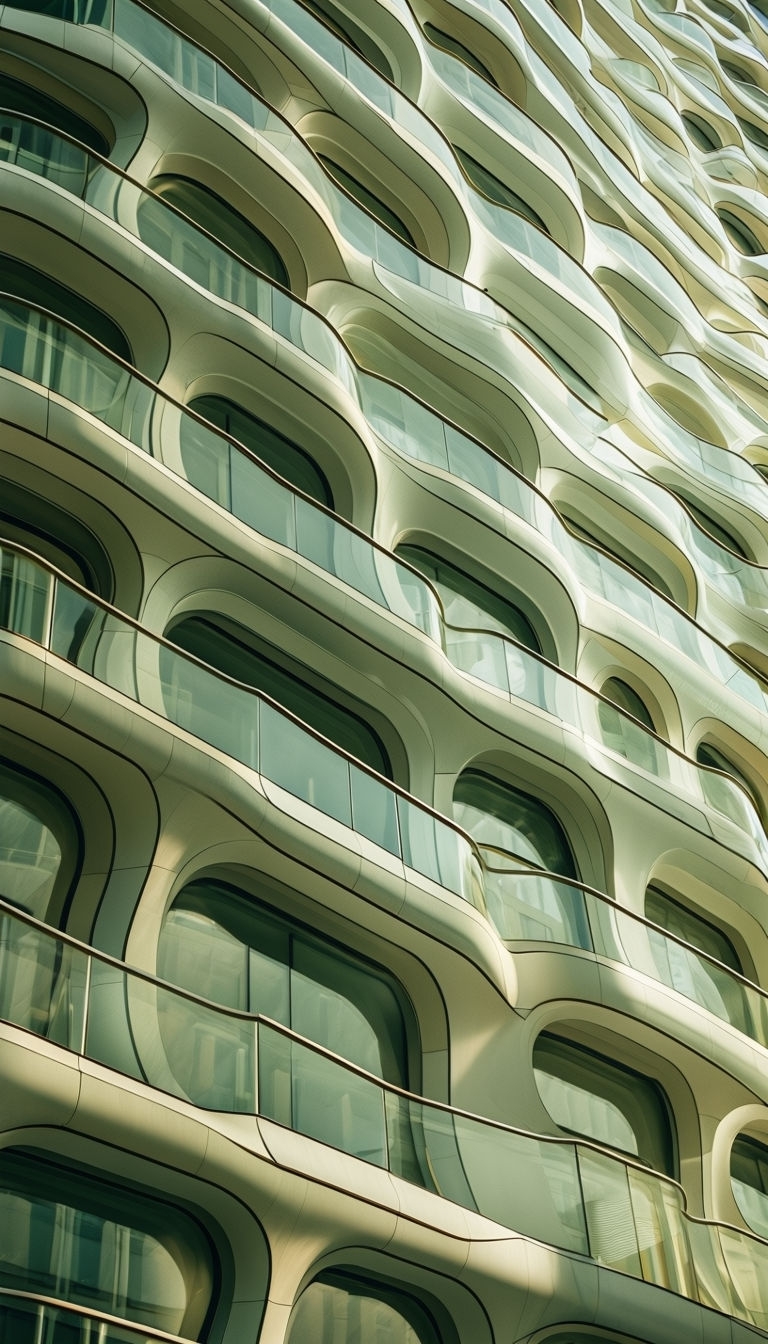 Futuristic Close-Up of Unique Cylindrical Balcony Architecture Mobile Wallpaper