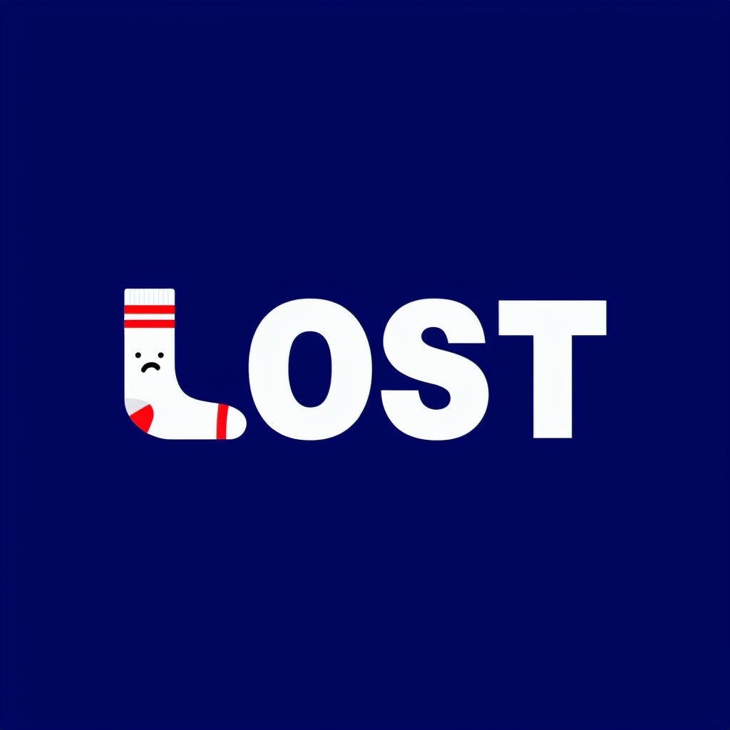 Playful Minimalist Lost Socks Illustration Logo