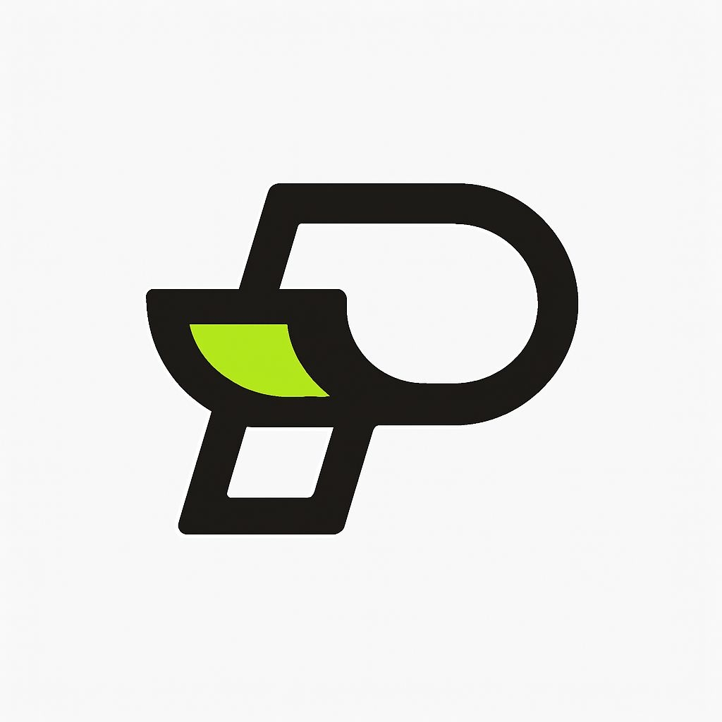 Modern Minimalist Black and Lime Green P Logo Design
