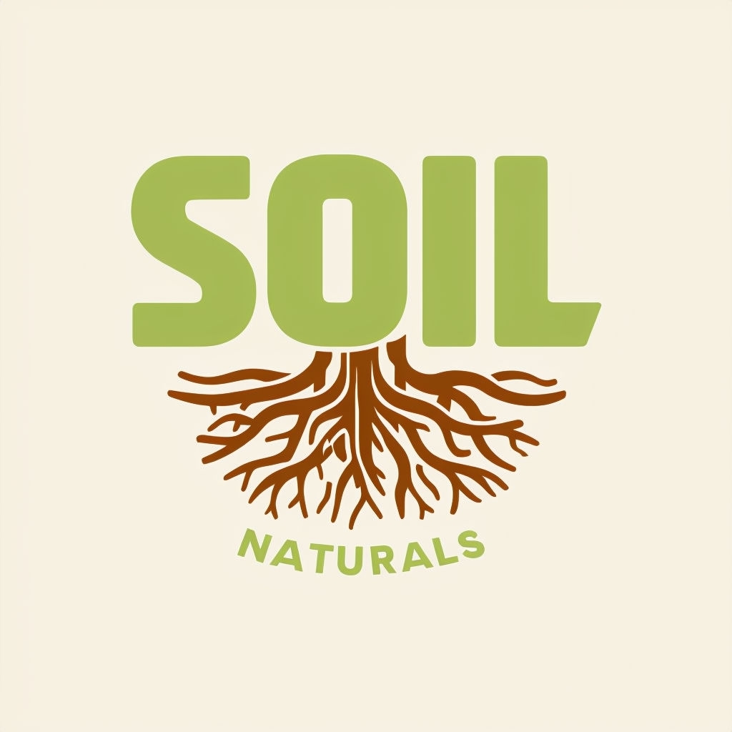 Modern Geometric Soil Naturals Logo Design with Root Illustration