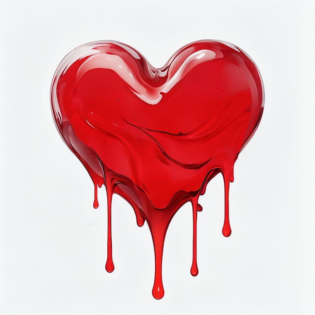 Glossy Red Heart-Shaped Liquid Artwork on White Background Mug