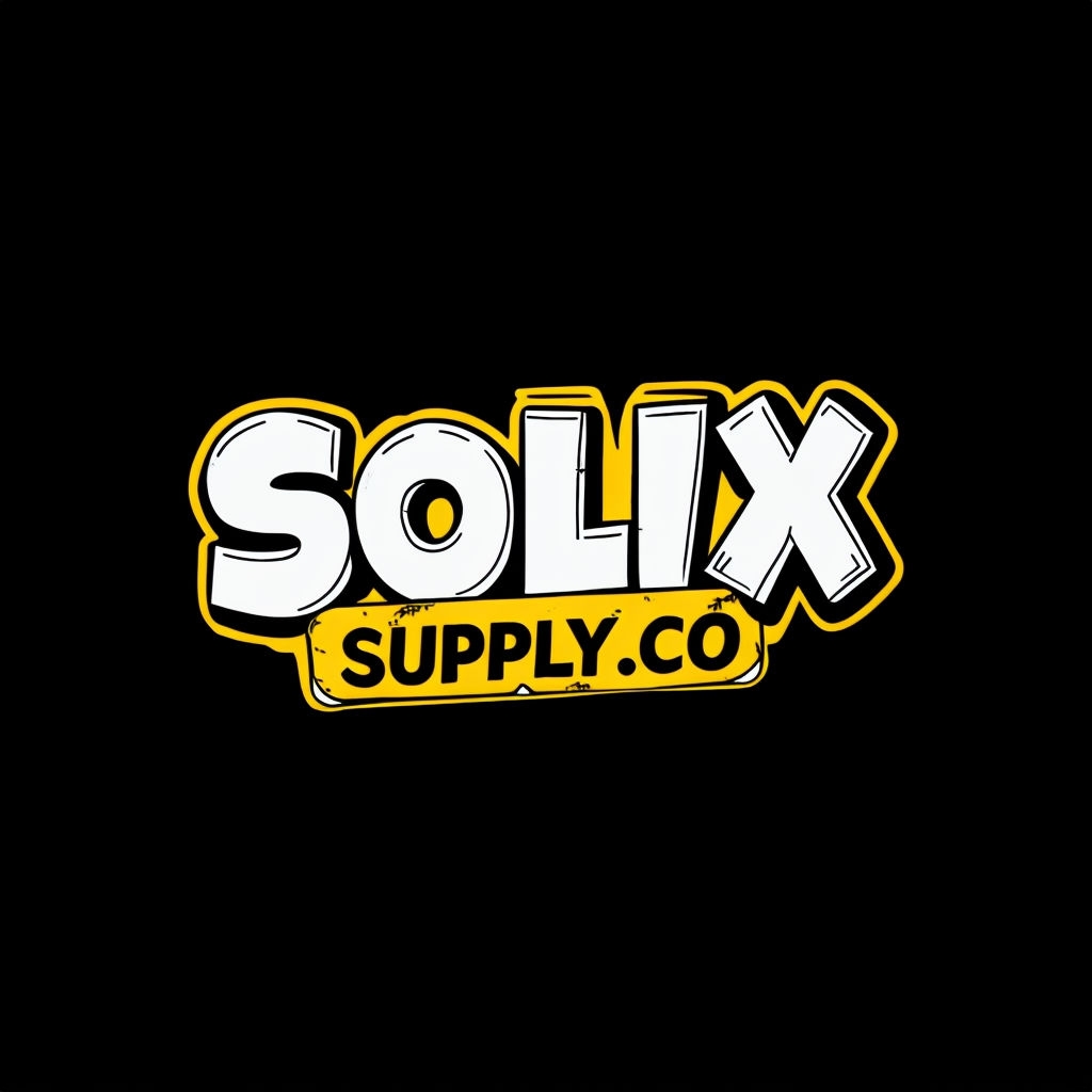 Bold Retro SOLIX Supply Co Logo Design on Black Background