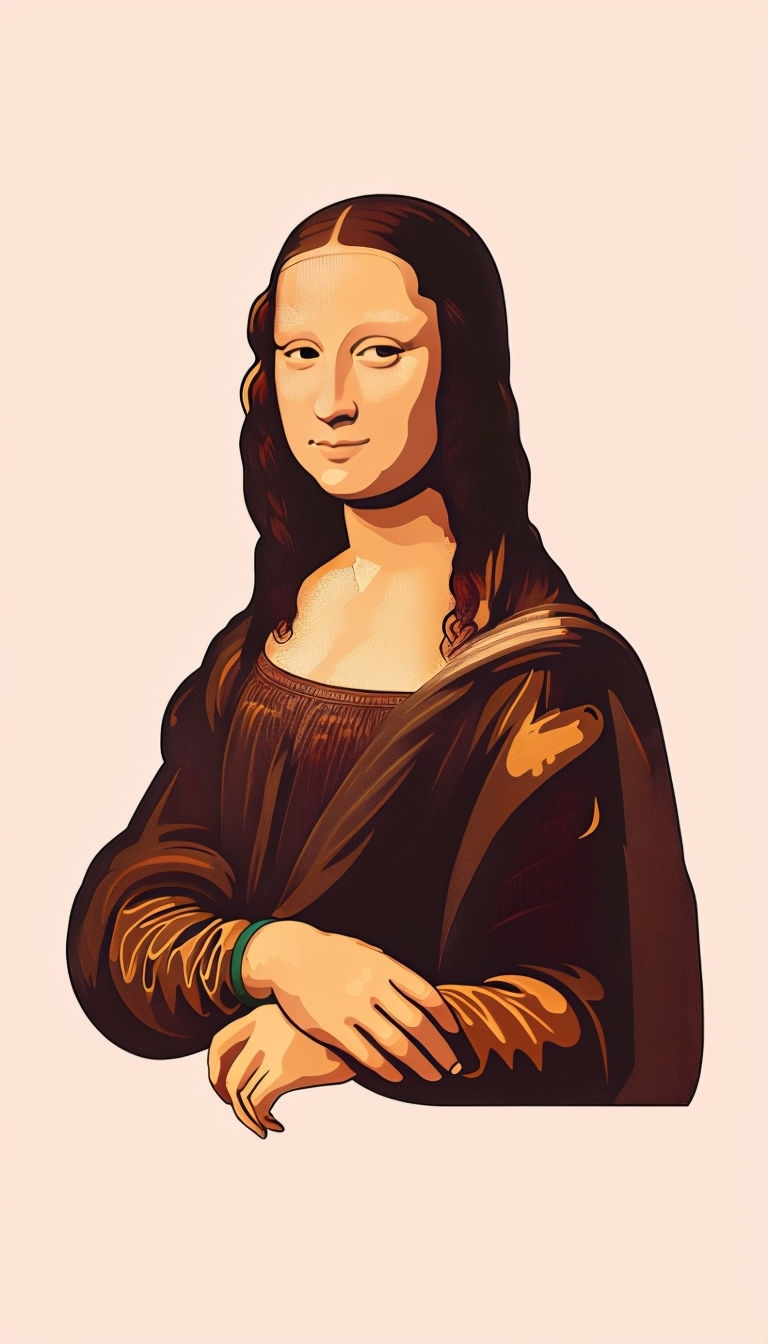 Minimalist Mona Lisa Portrait on Pale Peach Background Phone Case Cover