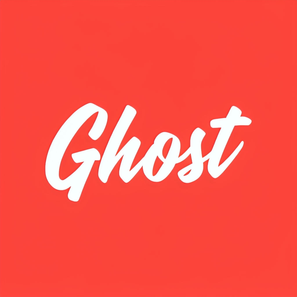 Minimalist White 'Ghost' Cursive Script on Coral Red T-Shirt