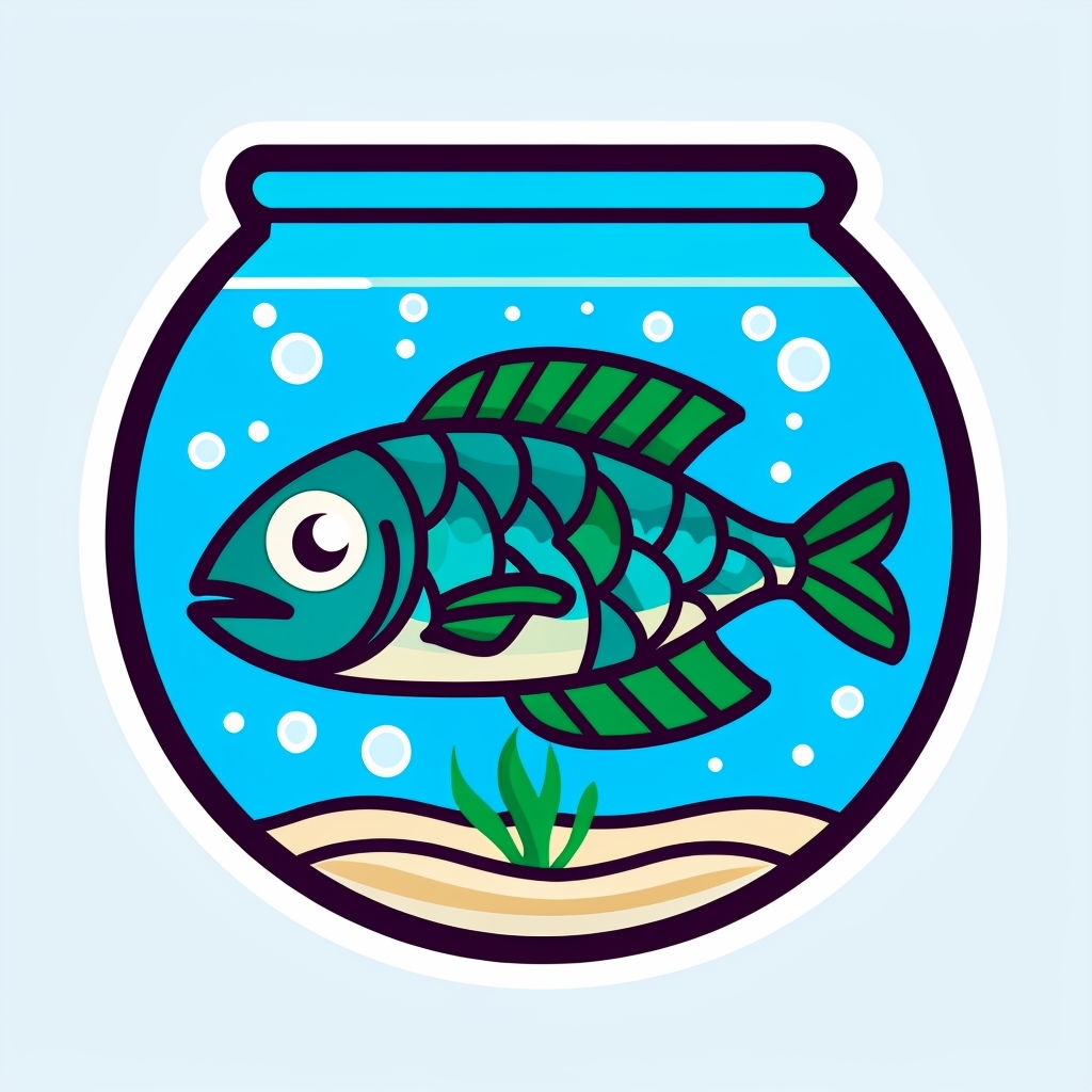 Whimsical Cartoon Fishbowl with Stylish Fish T-Shirt