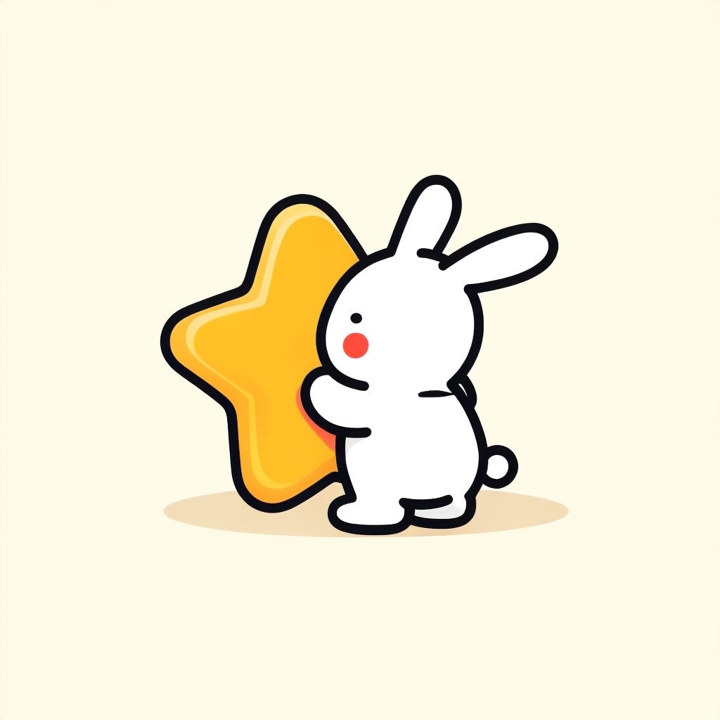 Cute Bunny Embracing a Golden Star Minimalist T-Shirt
