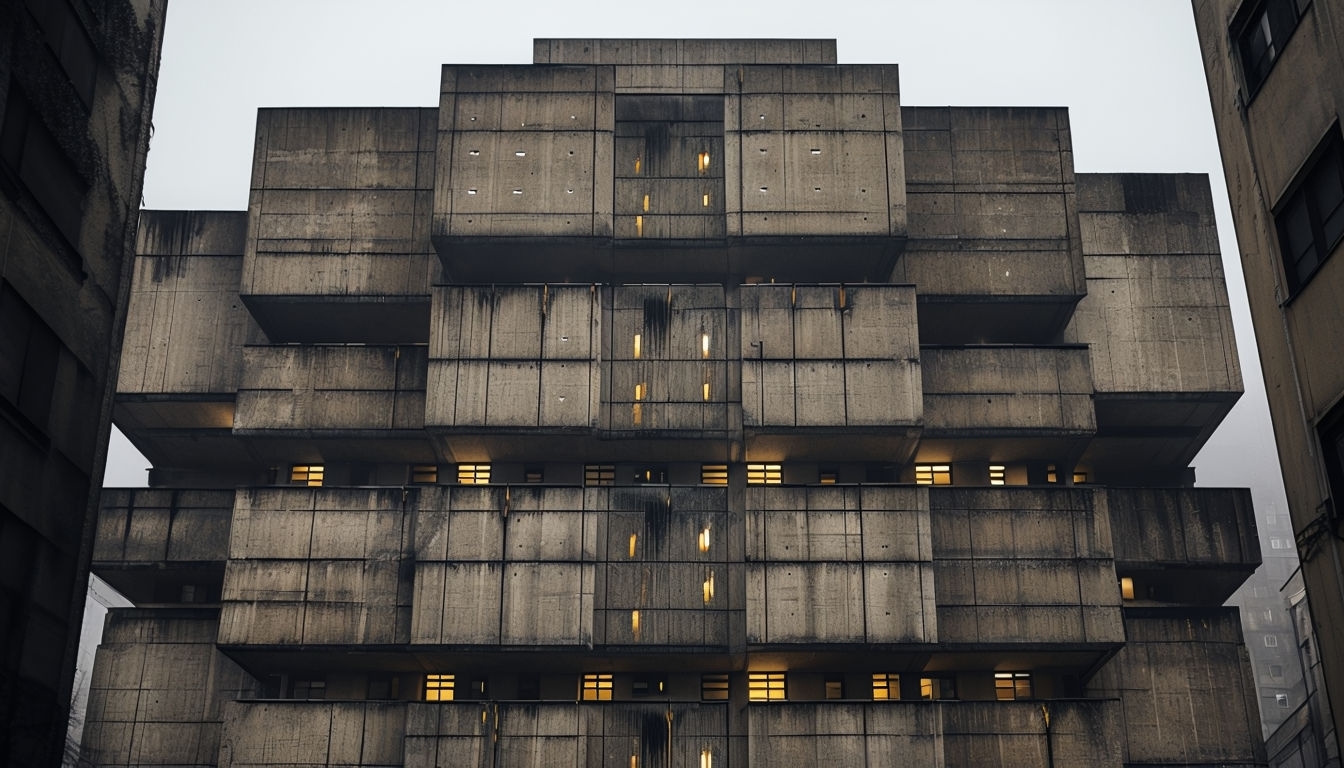 Impressive Brutalist High-Rise Building Low Angle Photograph Virtual Backgrounds