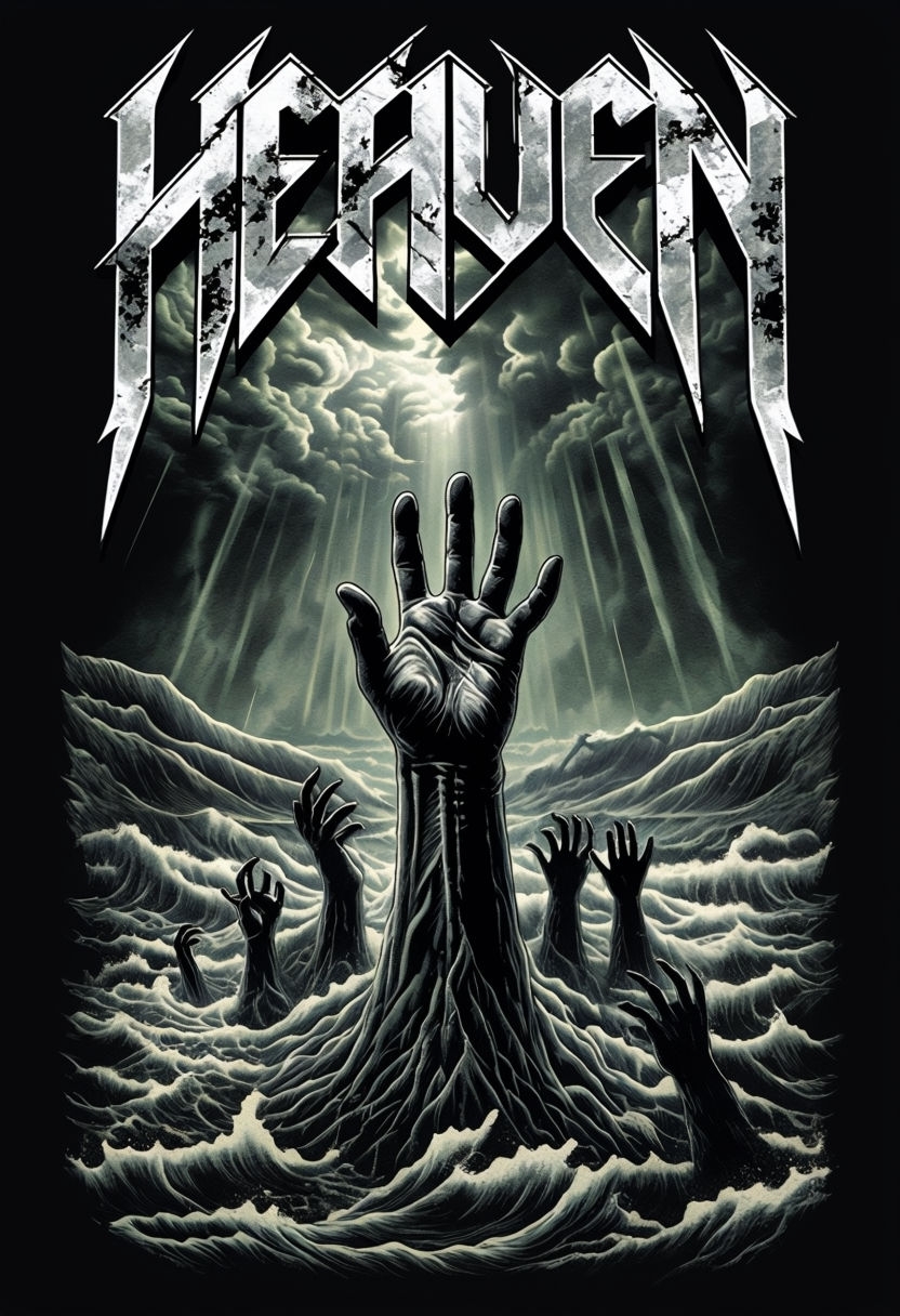 Gothic Hands Reaching for Heaven Haunting T-Shirt