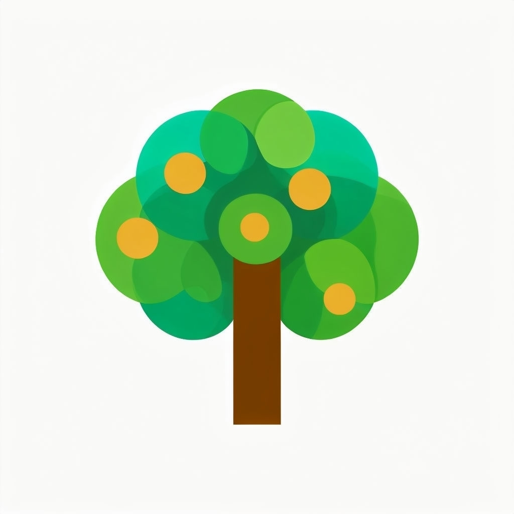 Stylized Emerald Green Tree Graphic Design Sticker
