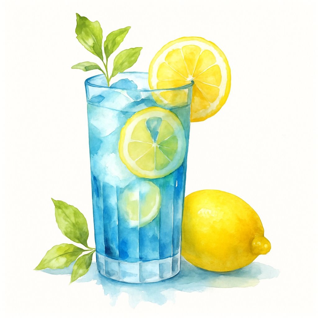 Refreshing Blue Drink with Lemon and Basil Sticker