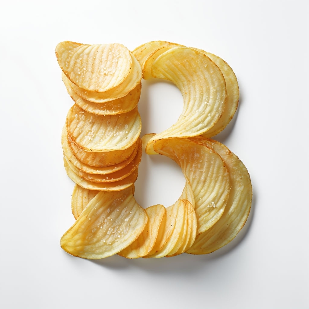 Savory Golden Potato Chip Uppercase B Monogram Photography Sticker