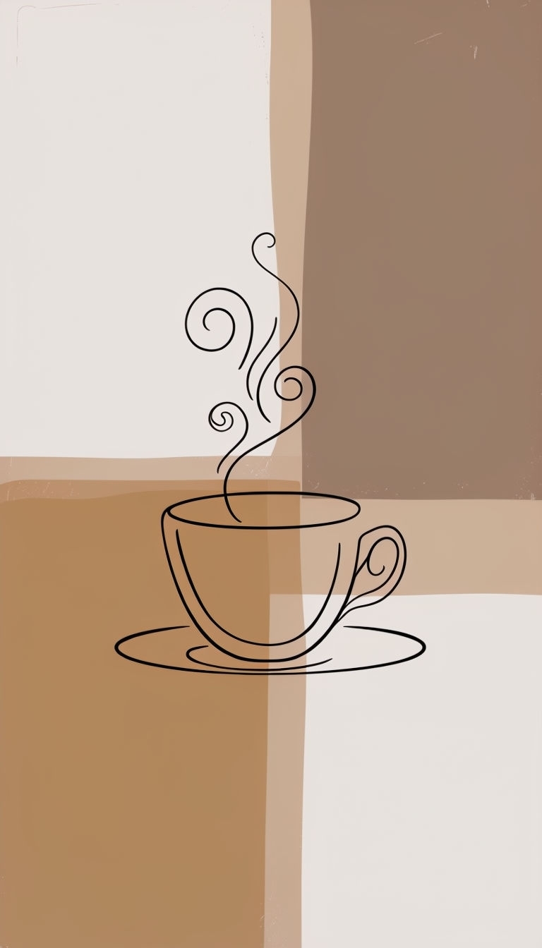 Minimalist Line Art Coffee Cup Illustration Phone Case Cover