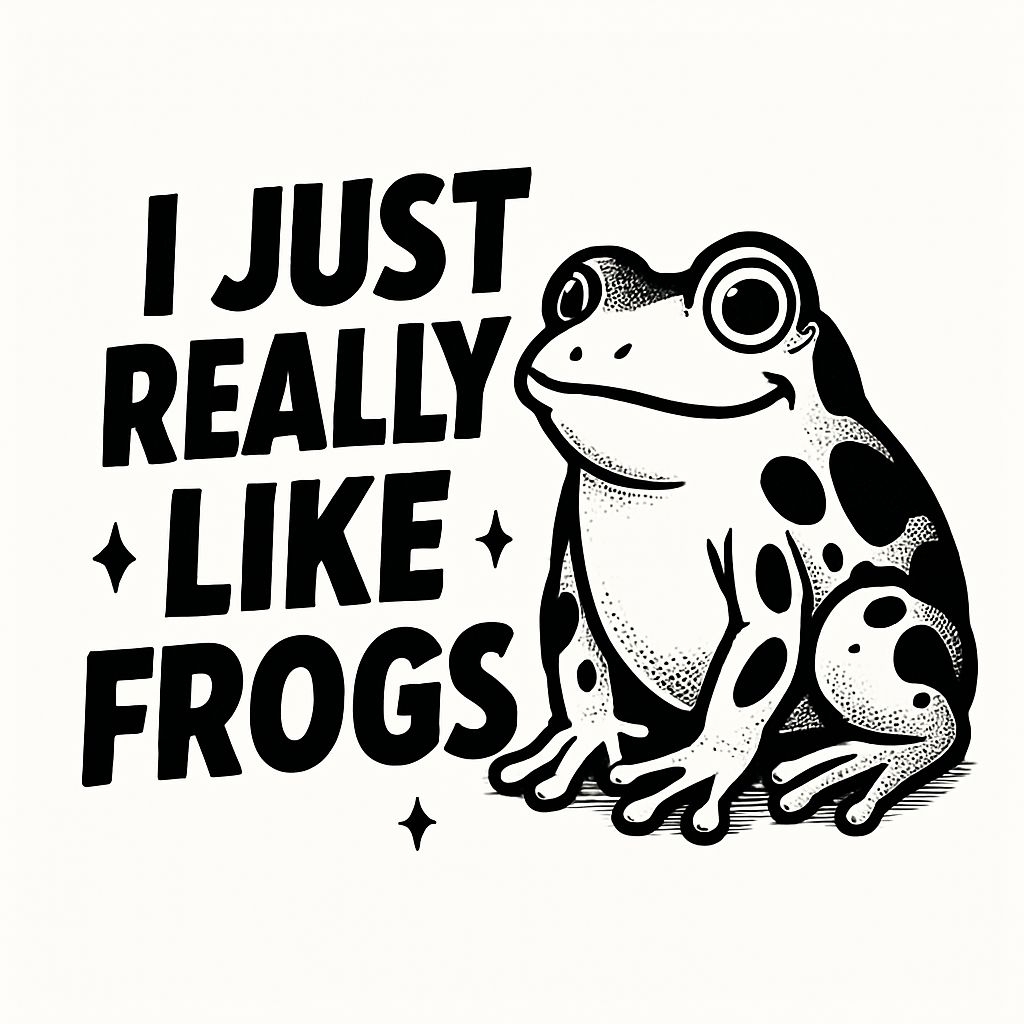 Whimsical Frog I Just Really Like Frogs Cartoon T-Shirt